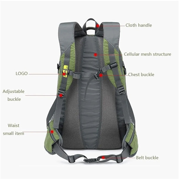 Large Capacity Outdoor Nylon Backpack Breathable Waterproof