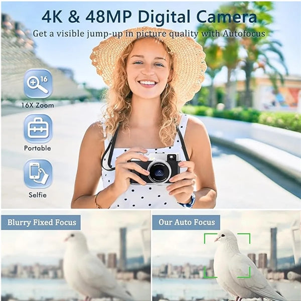 4K Digital Camera With Viewfinder Flash