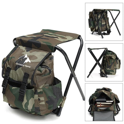 Folding Camping Backpack Chair Stool With Cooler Insulated