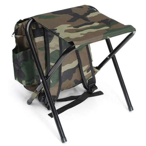 Folding Camping Backpack Chair Stool With Cooler Insulated