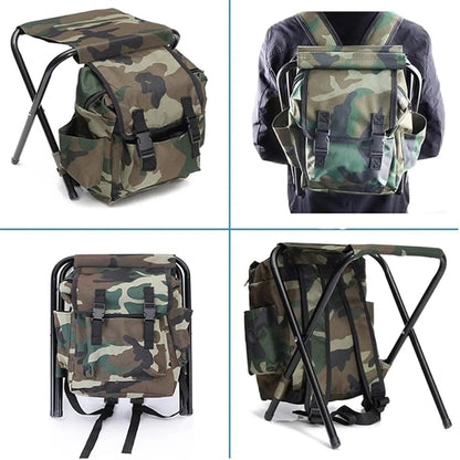 Folding Camping Backpack Chair Stool With Cooler Insulated