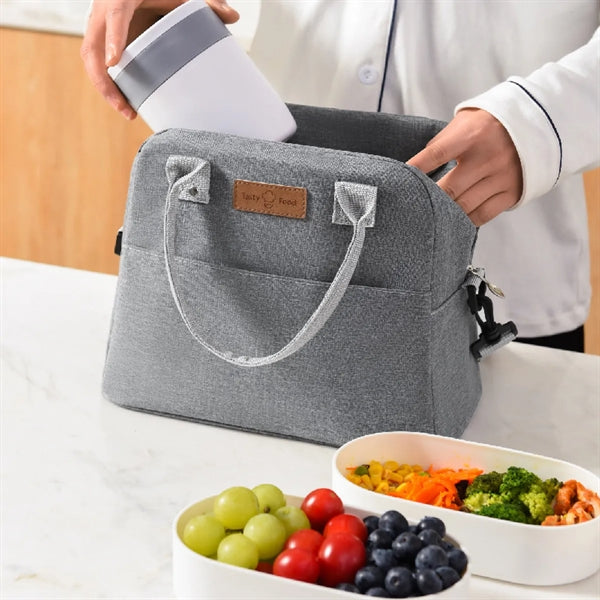 Tote Crossbody Insulated Lunch Bag with Shoulder Stripe