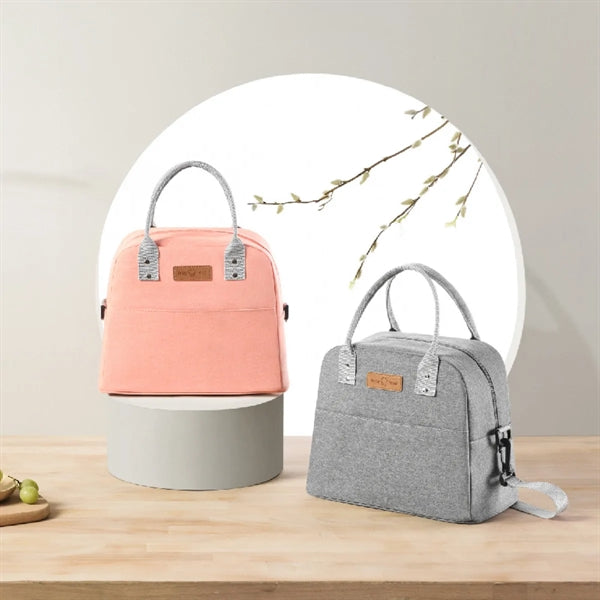 Tote Crossbody Insulated Lunch Bag with Shoulder Stripe