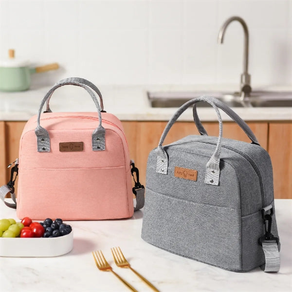 Tote Crossbody Insulated Lunch Bag with Shoulder Stripe