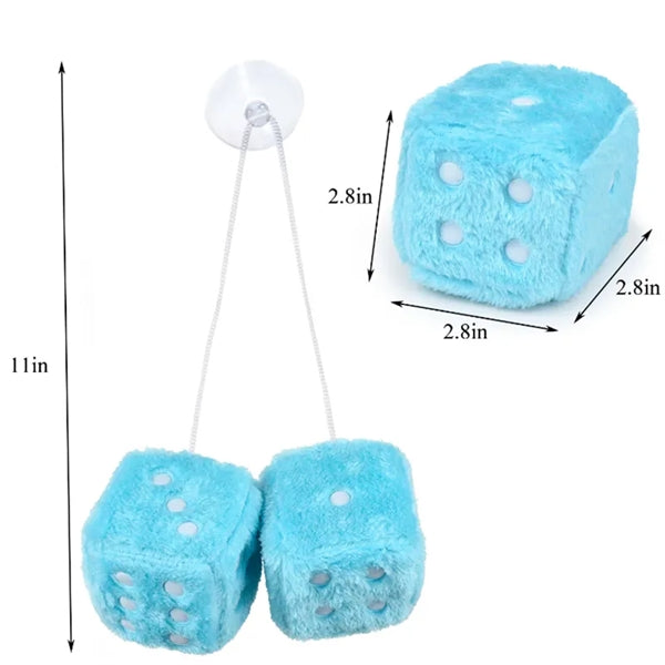 Square Mirror Hanging Couple Fuzzy Plush Dice