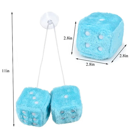 Square Mirror Hanging Couple Fuzzy Plush Dice