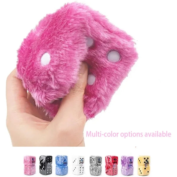 Square Mirror Hanging Couple Fuzzy Plush Dice