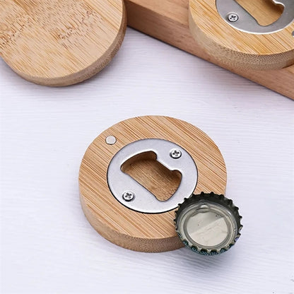 Bamboo Magnetic Fridge Bottle Opener