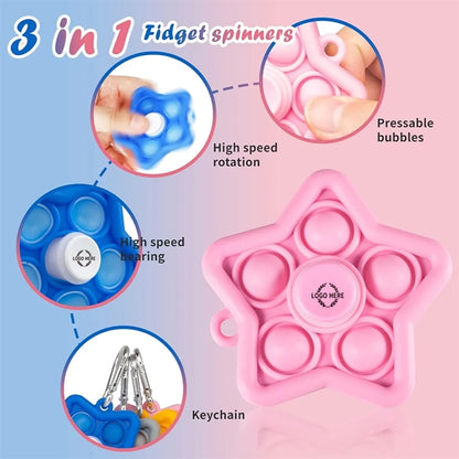 Mini Pop Bubble Keychain Fidget Spinner Toys