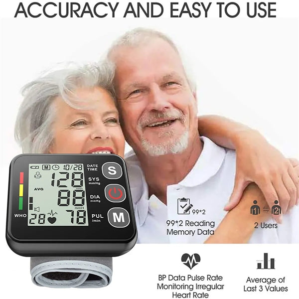 Electronic Wrist Blood Pressure Monitor with Carry Box
