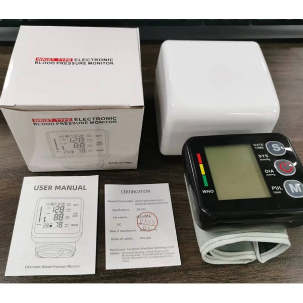 Electronic Wrist Blood Pressure Monitor with Carry Box