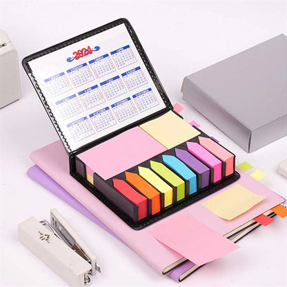 Deluxe PU Leather Self-Stick Pads Memo Note Organizer