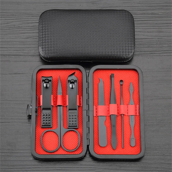 7 in 1 Black Manicure Set Nail Clippers Kit