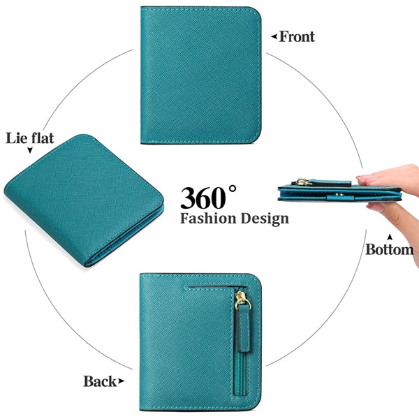 Rfid Blocking Compact Leather Pocket Wallet