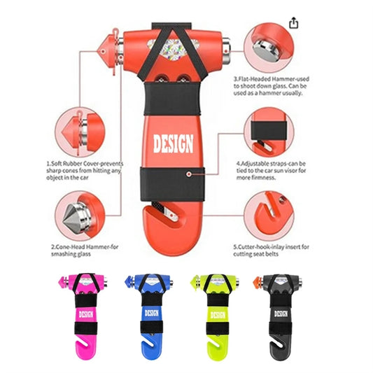 Car Safety Hammer Glass Break Tool with Straps