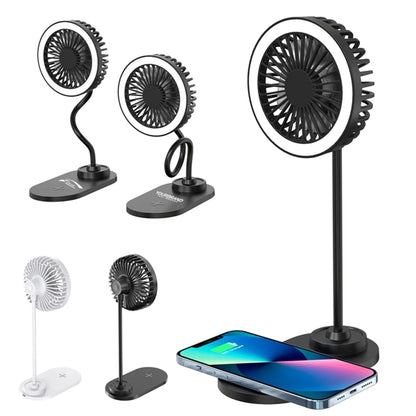 Portable Foldable LED Desk Fan with Wireless Charging Base