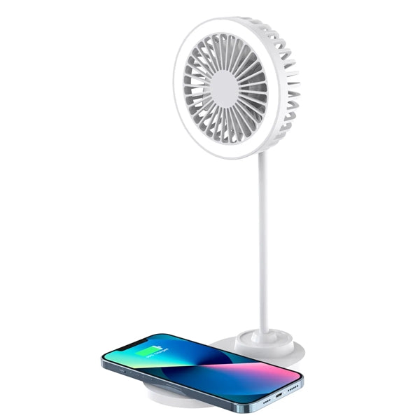Portable Foldable LED Desk Fan with Wireless Charging Base