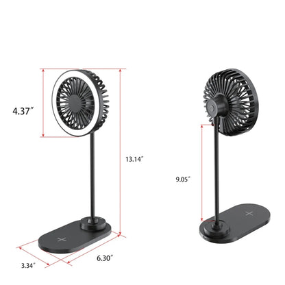 Portable Foldable LED Desk Fan with Wireless Charging Base