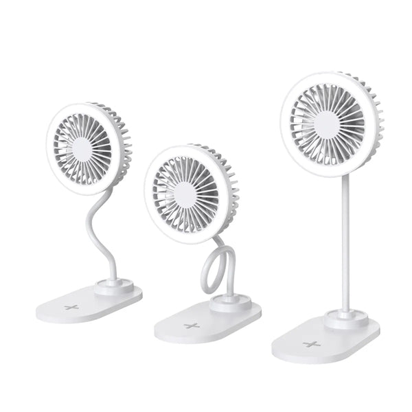 Portable Foldable LED Desk Fan with Wireless Charging Base