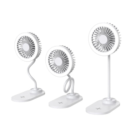 Portable Foldable LED Desk Fan with Wireless Charging Base
