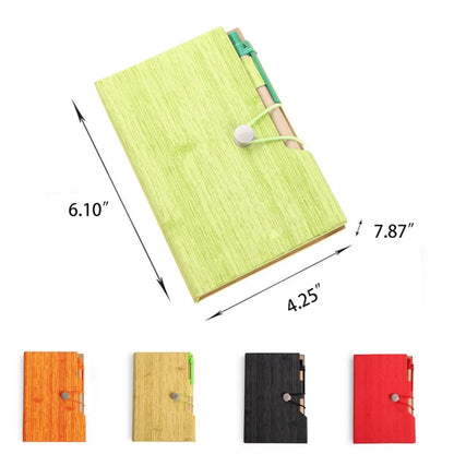Customizable Woodgrain Notebook with Sticky Notes And Flags