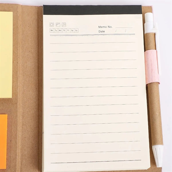 Customizable Woodgrain Notebook with Sticky Notes And Flags