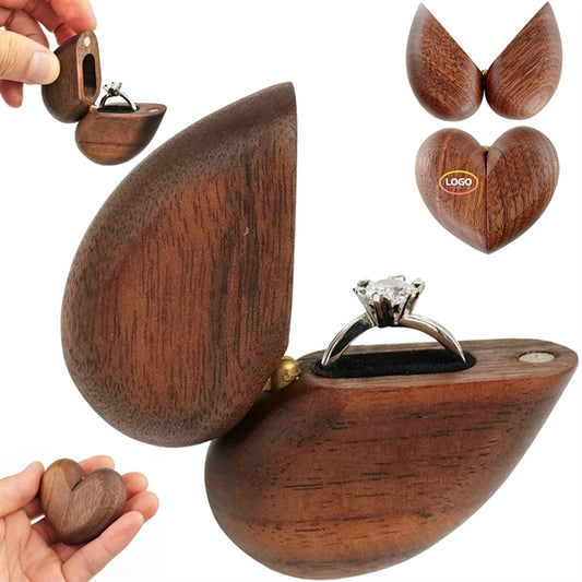 Wooden Ring Box Heart Shaped Jewelry Organizer