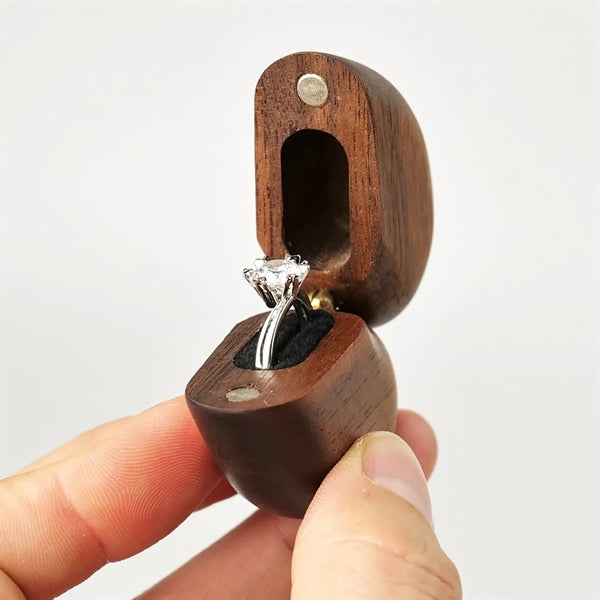 Wooden Ring Box Heart Shaped Jewelry Organizer
