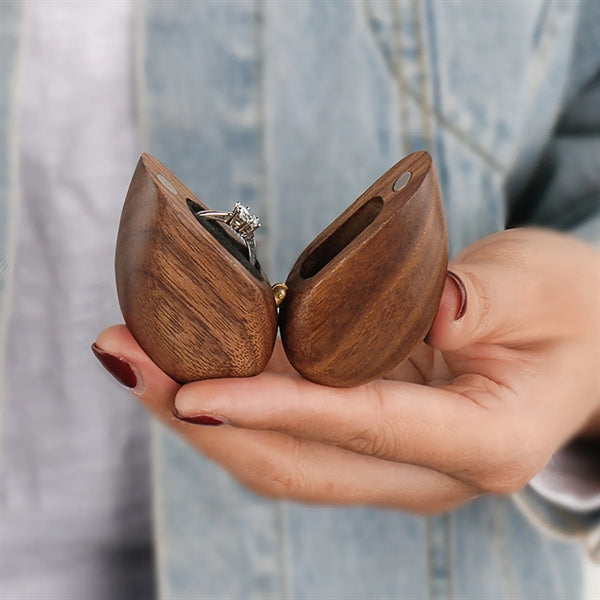Wooden Ring Box Heart Shaped Jewelry Organizer