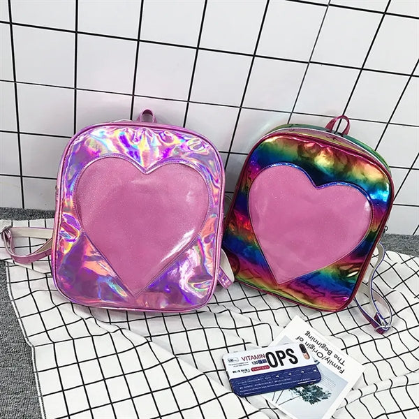 Holographic Laser Leather Backpack