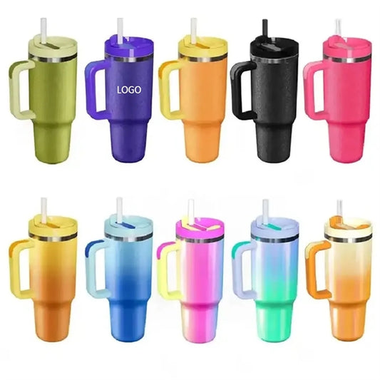 40oz Tumbler with Handle and Straw Lid