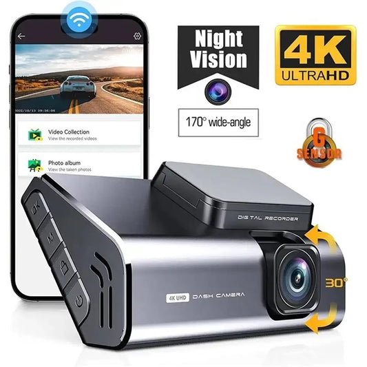 4K Car DVR Dash Cam Front Rear Camera Recorder WIFI 32G TF