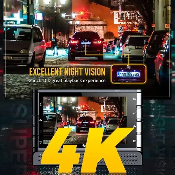 4K Car DVR Dash Cam Front Rear Camera Recorder WIFI 32G TF