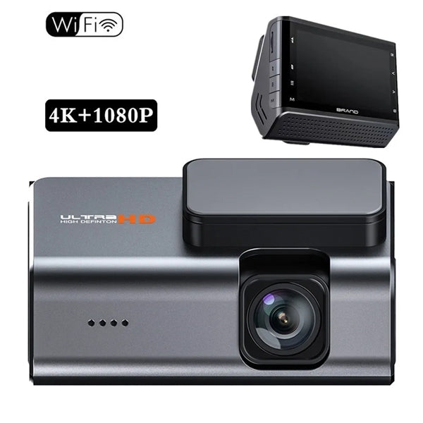 4K Car DVR Dash Cam Front Rear Camera Recorder WIFI 32G TF