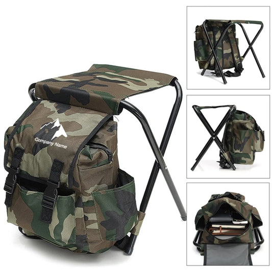 Folding Camping Backpack Chair Stool With Cooler Insulated