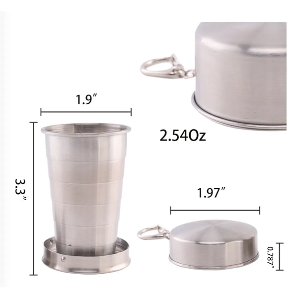 Steel Travel Telescopic Collapsible Shot Glass Pocket Cup