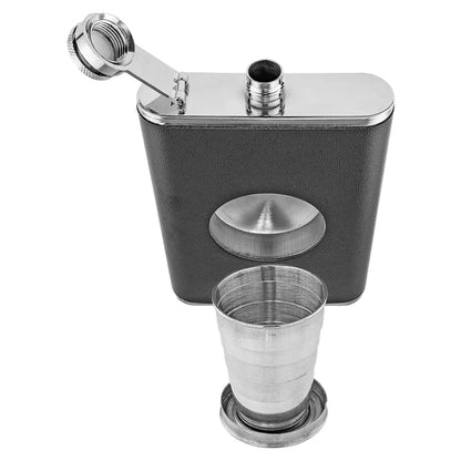 8oz Portable Hip Flask with Built In  Collapsible Shot Glass