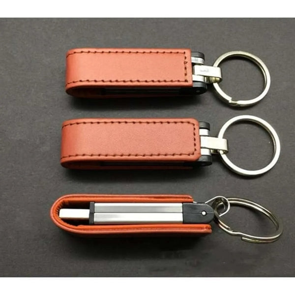 Custom Multicolor 16Gb Leather Usb Flash Drive with Keychain