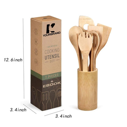 Natural Durable Bamboo Kitchen Utensil Set for Cooking