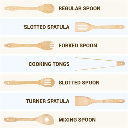Natural Durable Bamboo Kitchen Utensil Set for Cooking