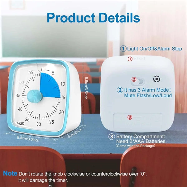 60-Minute Countdown Visual Silent Timer with Night Light