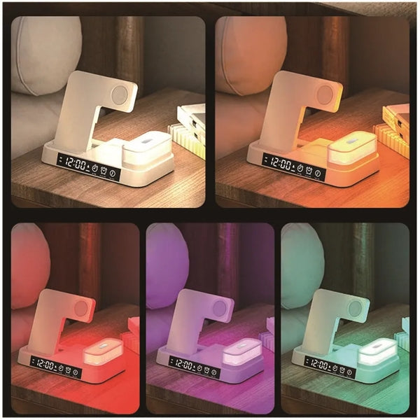 5 in 1 Foldable Wireless Charger Station with Alarm Clock