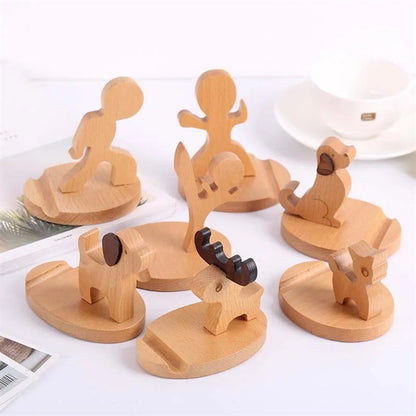 Wooden Cute Dog Phone Stand