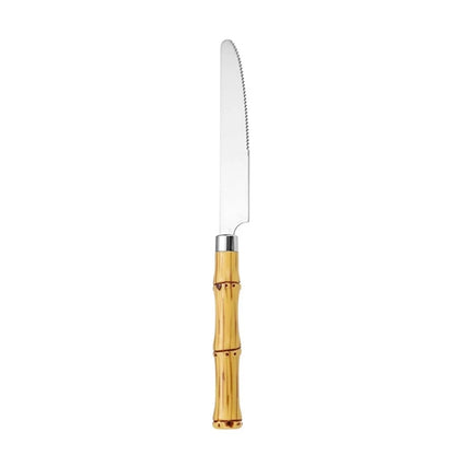 4 Piece Bamboo Stainless Steel Cutlery Gold Flatware Sets