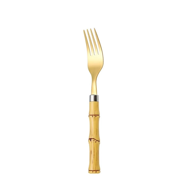 4 Piece Bamboo Stainless Steel Cutlery Gold Flatware Sets