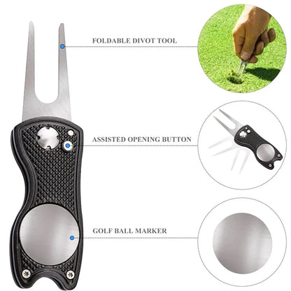 Golf Tool Kit- Towel Groove Cleaner Brush Divot