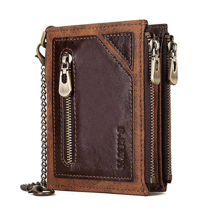 Genuine Leather RFID Wallet with Chain for Men