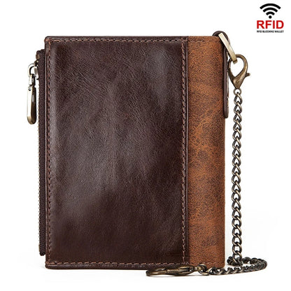 Genuine Leather RFID Wallet with Chain for Men