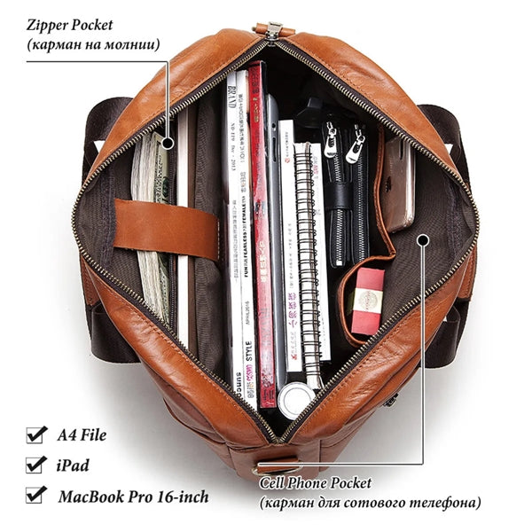 Genuine Leather Mens Briefcase for Business