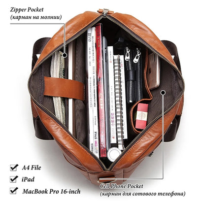 Genuine Leather Mens Briefcase for Business